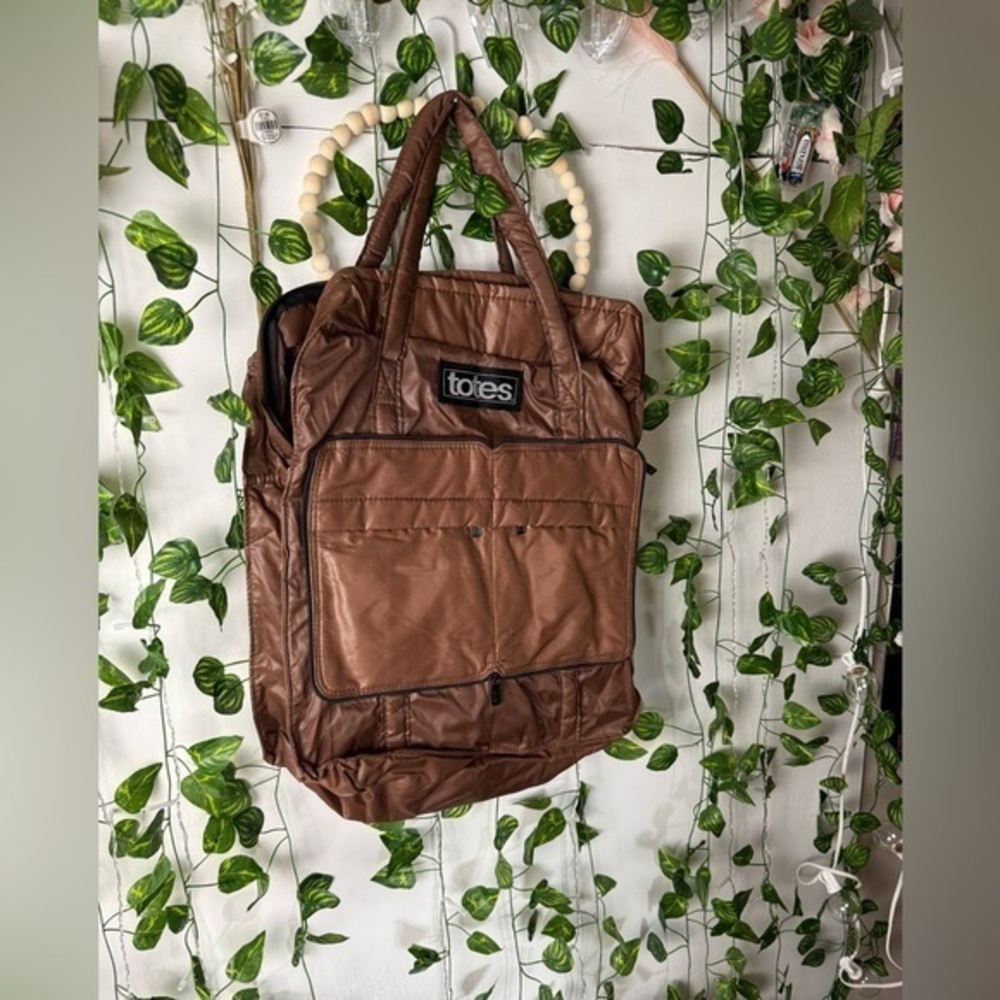 Totes Brown Backpack Quilted Durable Design
